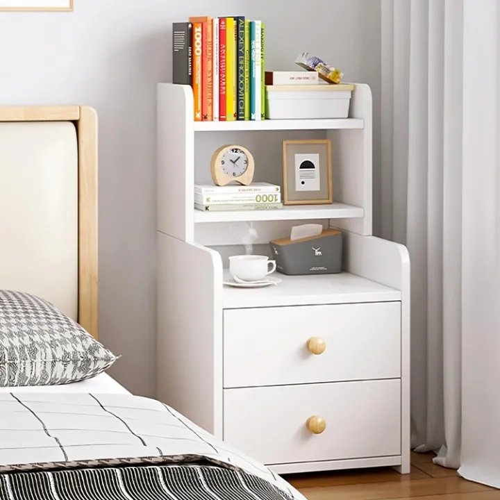 Royal%20Decor%20M14%20MDF%20Exclusive%20Bed%20Side%20Table%20or%20Nightstand%20for%20Bedroom,%20Simple%20Storage%20Cabinet%20With%20Drawers%20and%20Shelves,%20Beech-White%20Finish%20-%20Image%203