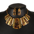 European and American New Fashion Vintage Leopard Print Necklace Alloy Exaggerated Earrings and Necklace Set Ornament Women. 