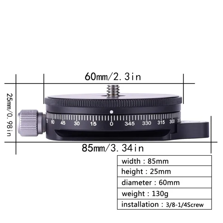 2X%20Camera%20Pan%20Base%20with%20Style%20Plate,%200.95cm%20Screw%20Aluminum%20Panoramic%20Ball%20Tripod%20Head%20with%20Bubble%20Level%20-%20Image%208