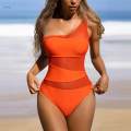 Women Swimsuit Beachwear Padded Cup 1 Piece Bikini for Holiday Surfing Beach XL Orange. 