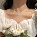 High-end ins bow pearl necklace female gentle fairy niche design exquisite clavicle chain temperament neck necklace. 
