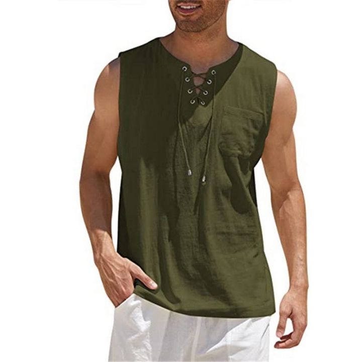 Casual%20Summer%20Men%20Cotton%20Linen%20Tank%20Top%20Solid%20Color%20Sleeveless%20V%20Neck%20Loose%20Bandage%20Pocket%20Vest%20Tops%20Men'S%20Blouse%20Shirt%20Clothing%20-%20Image%203