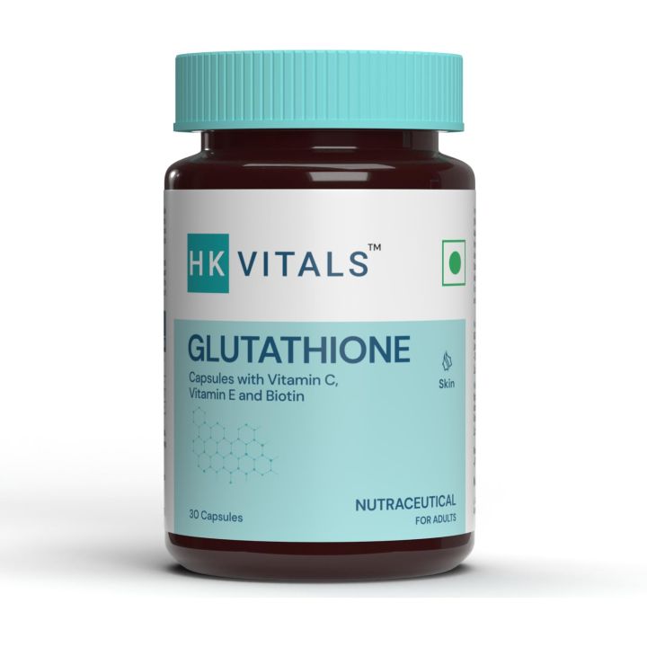 HealthKart HK Vitals Glutathione with Vitamin C & E, Biotin, Grape Seed  Extract & Alpha Lipoic Acid, Antioxidant Support, for Skin Glow and  Hydration, 30 Veg Capsules