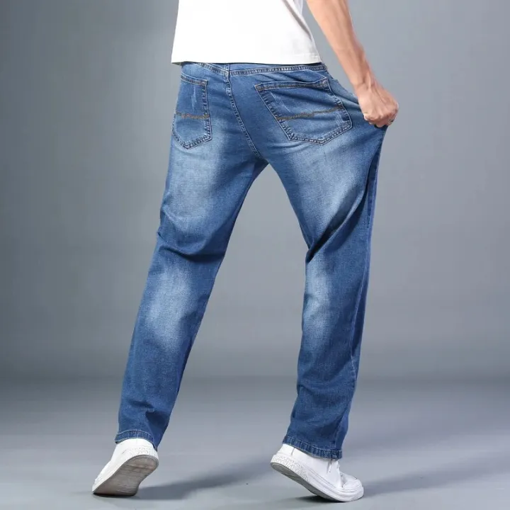 6%20Colors%20Spring%20Summer%20Men's%20Thin%20Straight-leg%20Loose%20Jeans%20Classic%20Style%20Advanced%20Stretch%20Baggy%20Pants%20Male%20Plus%20Size%2040%2042%2044%20-%20Image%204