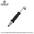 2-in-1 Air Inflator Hose Nozzle for Head Chuck Gauge Car Tire Pressure. 