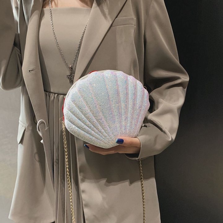 2X%20Women%20Girls%20Little%20Mermaid%20Seashell%20Purse%20Cross-Body%20Shoulder%20Bags%20Glitter%20Sequins%20Chain%20Evening%20Purse,%20Pink%20-%20Image%205
