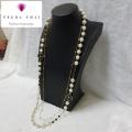 Golden Chain With Pearls & Black Beads - Tt Qs 73. 