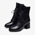 New 2024 Women's Thick Heel Warm Summer Single Boots Fashion Autumn Versatile Mid-Calf Boots British Style High Heel Martin Boots. 