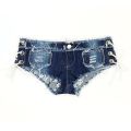 New Summer Women's Jeans Shorts Hole Bandage Low Waist Thong Pole Dance Shorts Nightclub. 