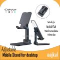 Foldable Portable Desktop Stand Adjustable Height And Angle Phone Holder - White - Mobile Stand. 