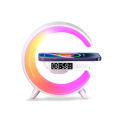 Wireless Charging Light Up Speaker G Shape LED Wireless Table Speaker Color Changing Alarm Clock Charger Stand Bedside Light (Charging only For Iphone). 