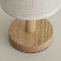 Small Table Lamp-Wooden Bedside Lamp Simple Bedroom Lamp Linen Shade Mini Desk Lamp Night Light Nightstand Lamp for Bedroom,Living Room,Kids Room (Including LED Bulbs) (Round). 