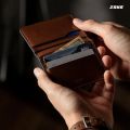 Zays Premium Leather Super Slim Card Holder Mini Wallet Handcrafted Durable Stylish Compact Wallet for Men And Women | Credit And Debit Card Holder Slim Wallet for Travel And Everyday Use (Brown).