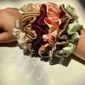 2 Pcs Colorful Silk Scrunchie Hair Band Bracelet Set For Grils.
