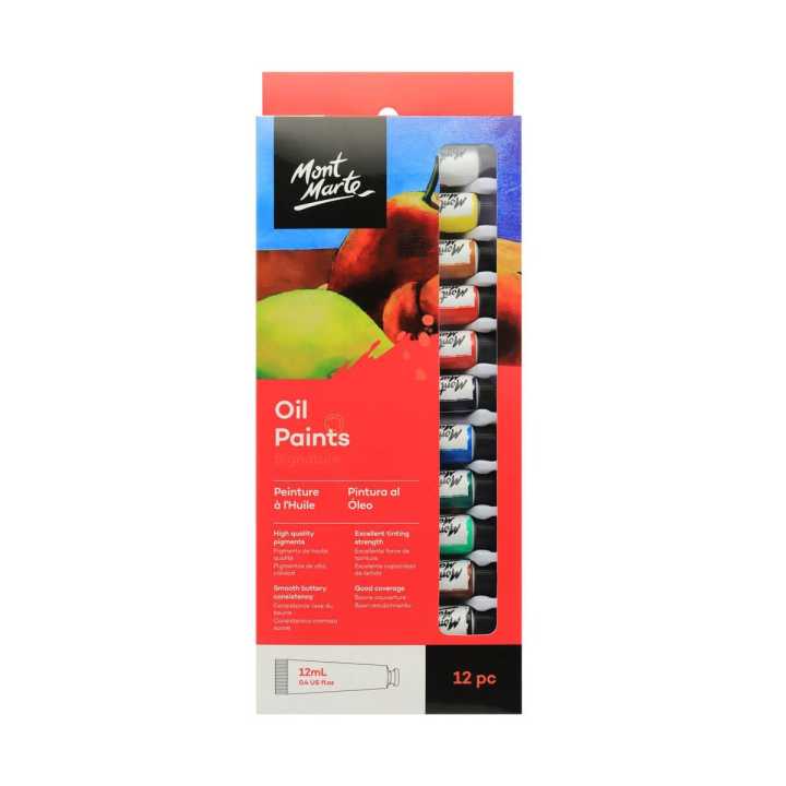 Mont Marte oil Paints for Painting 12 Pieces in 12 ml Tubes Multicolor