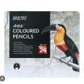 BRUSTRO Artists Colour Pencil | Set of 24 an Elegant tin Box Ideal for Students,Adults, Bright,Vibrant shades,Break & Fade resistant, DIY Art,Highly Pigmented, School, Portrait, Coloring. 