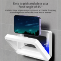 Bathroom Mobile Phone Holder Waterproof Touchable Case Wall Mounted Kitchen Toilet Smartphone Storage Box Stand, White Plastic.