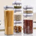 Quasar One-Touch Press Lid: Easily open and close pantry containers with the push of a button. Leak-proof lid keeps food-fresh and bug-free.. 