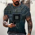 Fashion Electronic Chip Men's 3D Print T-Shirt Summer Hip Hop Short Sleeve Harajuku Punk Style Male Oversized T Shirt Unisex Top. 