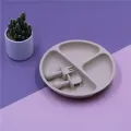 Silicone Baby Tableware with Suction Cup Toddler Plate and Portable Fork Spoon Kids Food Bowl Set D. 