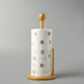 Wooden Paper Towel Holder Natural Wood Countertop Vertical Tissue Holder Rack Kitchen Paper Hanger Rack Countertop Wooden Paper Roll Holder for Kitchen Bedroom Living Room Home Decoration. 