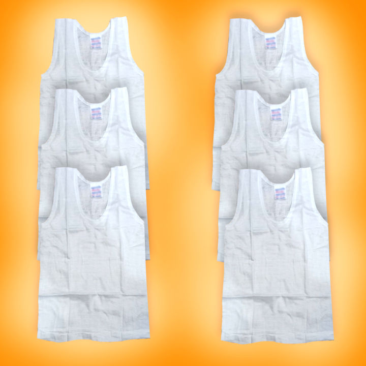 6 Pieces White Color Sando Ganji/Tank Top For Kids 0-5 years