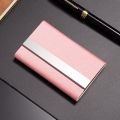 Luxury PU Leather Business Card Holder with Magnetic Buckle Slim Pocket Name Card Holder Stainless Steel Credit Card ID Case. 