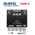 ZK-MT21 Digital Power Amplifier Board 2x50W+100W 2.1 Channel Subwoofer AUX 12V 24V Audio Stereo Bluetooth 5.0 Bass Amplifier.