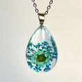 IVR Real Dried Flower Necklace Resin Jewelry With Yongsheng Flower In Resin Necklace Dried Flower For Women. 