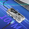 COTECi USB C HUB 10 in 1 Docking Station RJ45 3.0 Type C HDMI Adapter 3 Dock Ports Fast Charging for Macbook PC Laptop Tablet.