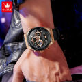 OLEVS Watch For Men Waterproof Original New Fashion Trendy Diamond Multifunction Chronograph Sport Silicone Strap Casual Calendar Luminous 9911.