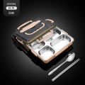 Lunch box 304 stainless steel plate student canteen heating bento portable fast food thermal insulation Compartments lunch box.