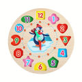 Wooden Clock Puzzles Time Learning Shape Sorting Color Game Early Education Math Set Kid Jigsaw Play Tool Preschool Toddler Toy. 