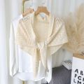 Spring and Autumn Air-Conditioned Room Small Shawl Outer Wear Knitted Shoulder Knotted Scarf Female Neck Protection Fake Two Pieces Shawl Cape Summer. 