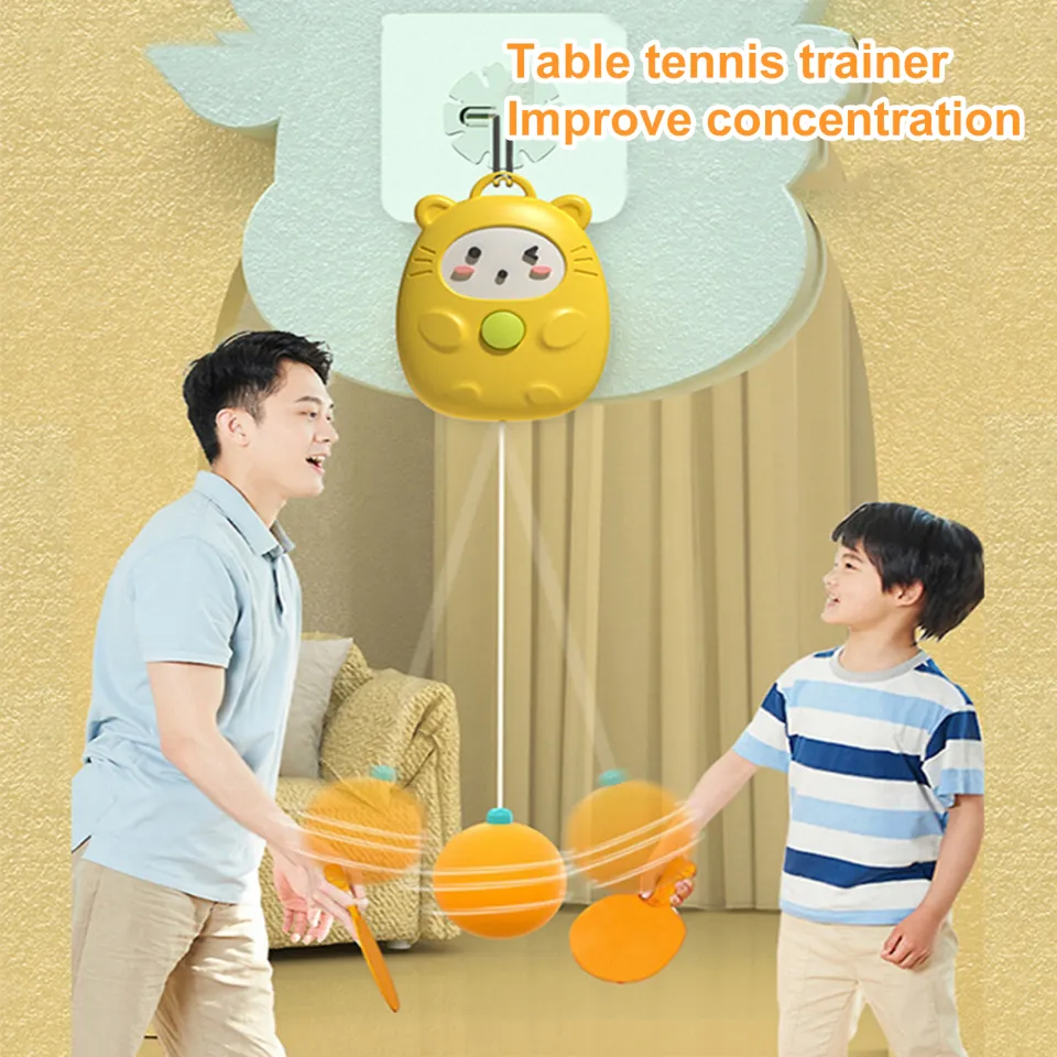 Door Frame le Tennis Trainer Cartoon Cat Indoor le Tennis Trainer for Kids Adults S Prtice Equipment with Retrle Rope Ball Paddles Hook Hang le Tennis Trainer