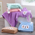 Coral velvet cape cartoon kids hooded bath towel baby bath swim can wear absorbent cape cartoon hooded bucket.
