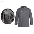 Chef Jacket Waiter Gray Wear Resistant Chef Coat for Kitchen XL.