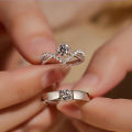 Fashion Adjustable Zircon inlaid Couple Rings for Women Men Wedding Ring Jewelry Gift.