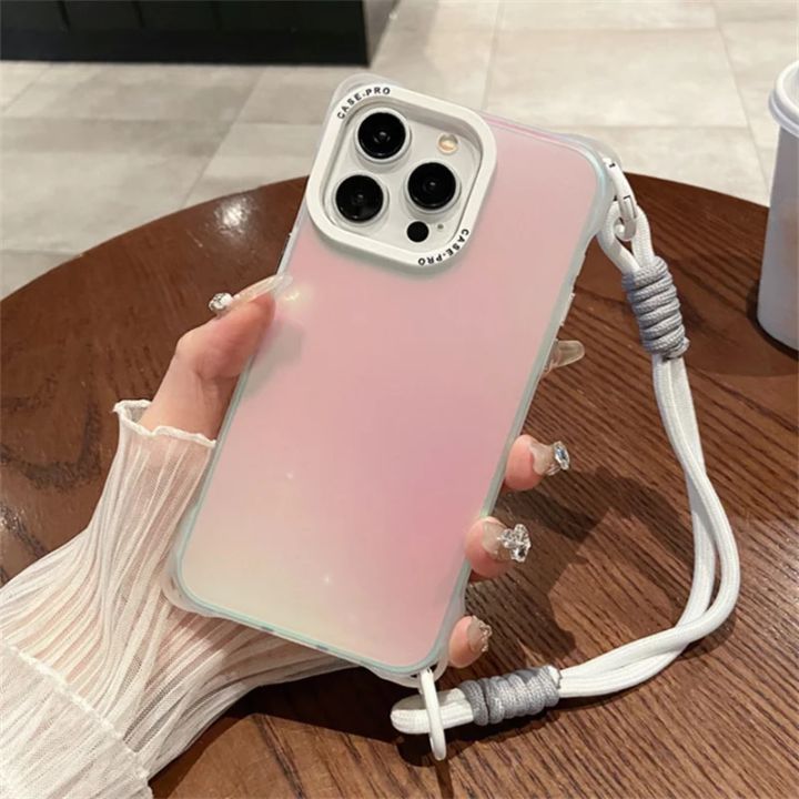 Luxury Korean Solid Color Anti-loss Hand Strap Pink Halo staining