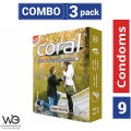 Coral Condom For Men Super Ultra Thin Lubricated Natural Latex - Combo 3 Packs. 