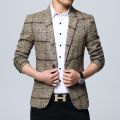 New Mens Blazers Slim Fit Suits for Men Business Formal Blazer Mens Wedding Suit Jackets Male Fashion Plaid Mens Blazer Jacket. 