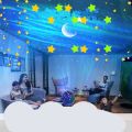 360° Rotating Star Projection Lamp LED Galaxy Starry Sky Night Light USB Charging Ambient Light Romantic Starlight Projector Children Bedroom Star Moon Table Bedside Lamp Decoration. 