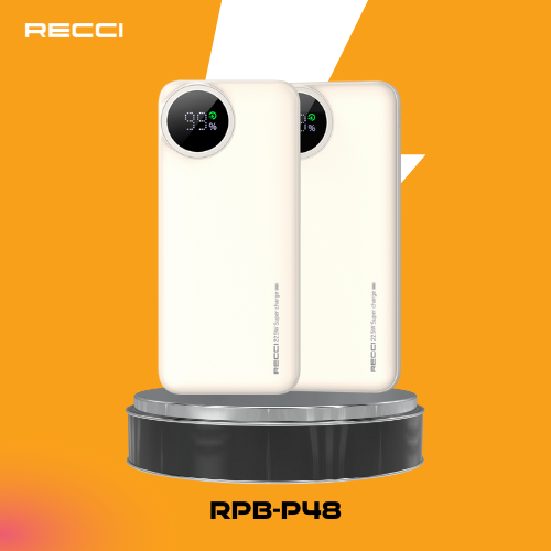 Recci RPB-P48 22.5W Fast Charging Power Bank 10,000 mAh, Biege Color