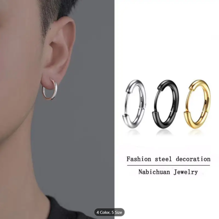 1Pair Round Hoop Earrings For Men's | Daraz.com.bd