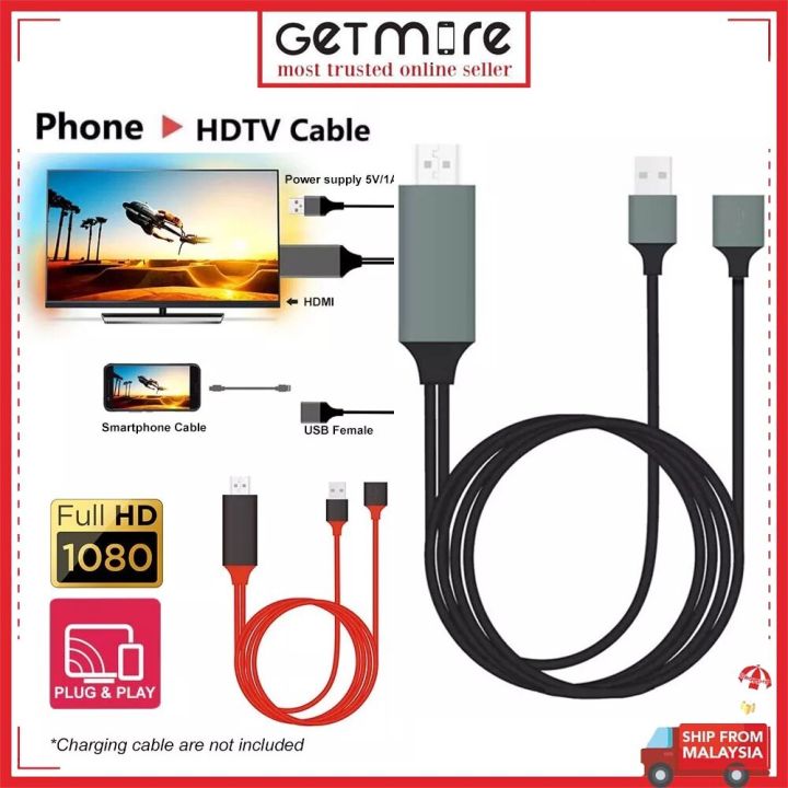 FREE Shipping+COD 3IN1 USB Universal Mirascreen HDMI Same Screen Adapter Cable Phone/Android/Type C Phone Tablet to HDMI Projection Cable