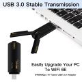FENVI AX5400 WiFi 6E USB Adapter Dongle Tri Band 2.4G/5G/6GHz USB3.0 WiFi 6 Network Card Antenna For Laptop Win10/11 Driver Free.