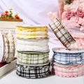 4cm Wide Pleated Plaid Ribbons Fashionable Satin Plaid Puff Plaid Ribbons Pleated Satin Ribbons for Bouquets Gift Wrapping. 