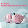 Wireless Headphones RGB Cute Cats Girls Kid Gift Headset Control Lights Earphone Music Gaming Headsets +Microphone. 