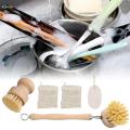 Palm Pot Brush, Wooden Dish Scrub Brush Set, Multifunctional Plates, Scratch Resistant, Kitchen Sink Cleaning for pans, pots, plates bowls.