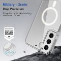 For Samsung Galaxy S21 5G MagSafe Compatible Shockproof Transparent Slim Fit Wireless Charging supported Frosted Border Phone Back Case Mobile Cover-E_Store.